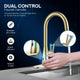 Modern 16 in. 1-Handle Touchless Pull-Down Kitchen Faucet in Satin Brass with Motion Sensor and Dual Spray Modes
