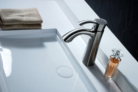 Single Hole Single-Handle Mid-Arc Bathroom Faucet in Brushed Nickel