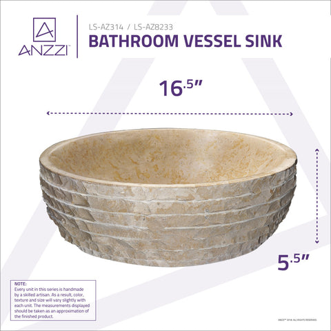 ANZZI Desert Chalice Natural Stone Vessel Sink in Classic Cream