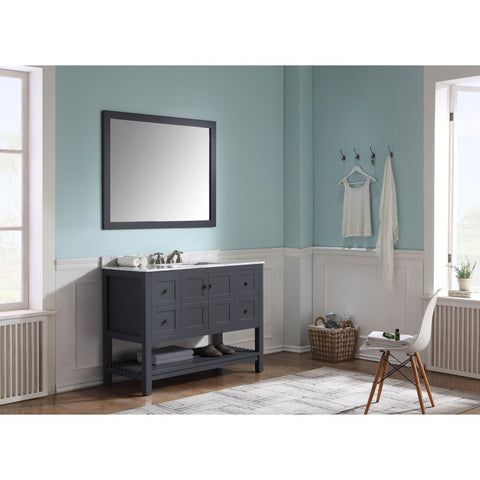 VT-MRCT1048-GY - ANZZI Montaigne 48 in. W x 22 in. D Bathroom Bath Vanity Set in Gray with Carrara Marble Top with White Sink