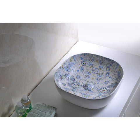 LS-AZ246 - ANZZI Byzantian Series Ceramic Vessel Sink in Byzantine Mosaic Finish