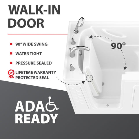 ANZZI 30 in. x 60 in. Right Drain Quick Fill Walk-In Soaking Tub in White