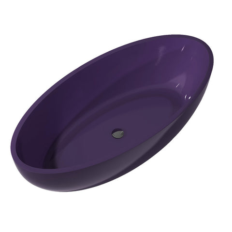 FT-AZ522-PU - ANZZI Opal 5.6 ft. Solid Surface Center Drain Freestanding Bathtub in Evening Violet