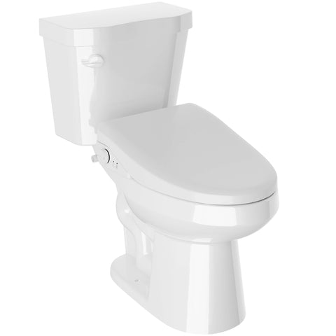 Garden 12 inch 2-pieces 1.28 GPF Siphon Elongated Ceramic Toilet in White Electric Bidet Seat with Auto Lid ADA Included