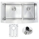 ANZZI Elysian Farmhouse Stainless Steel 33 in. 0-Hole 60/40 Double Bowl Kitchen Sink in Brushed Satin