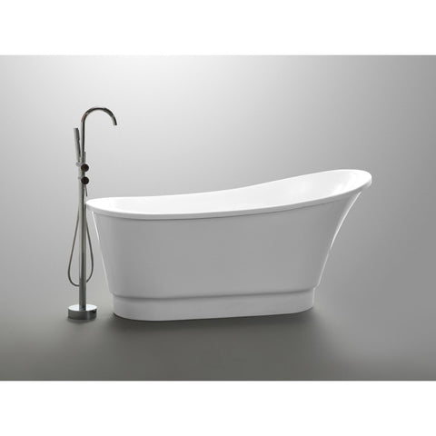 ANZZI Prima 67 in. Acrylic Flatbottom Non-Whirlpool Bathtub in White