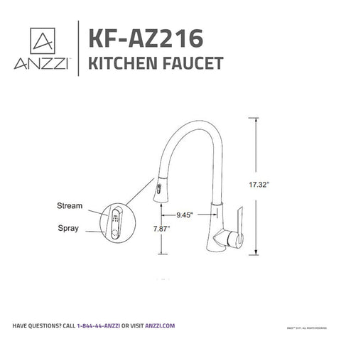 ANZZI Tulip Series 17.72 in.H Single-Handle Pull-Out Sprayer Kitchen Faucet with Brass Material in Oil Rubbed Bronze Finish