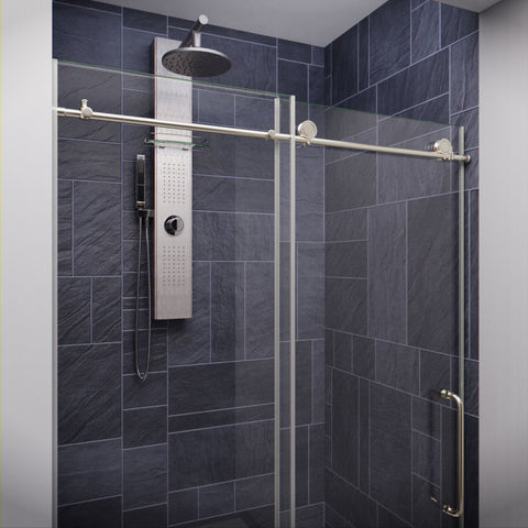 ANZZI Leon Series 48 in. by 76 in. Frameless Sliding Shower Door with Handle