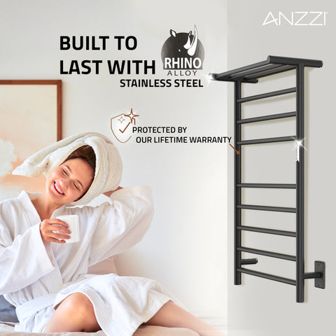 ANZZI Eve 8-Bar Stainless Steel Wall Mounted Electric Towel Warmer Rack