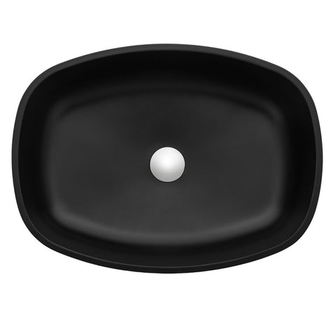 ANZZI Ariadne Rectangle Glass Vessel Bathroom Sink with Matte Black Finish