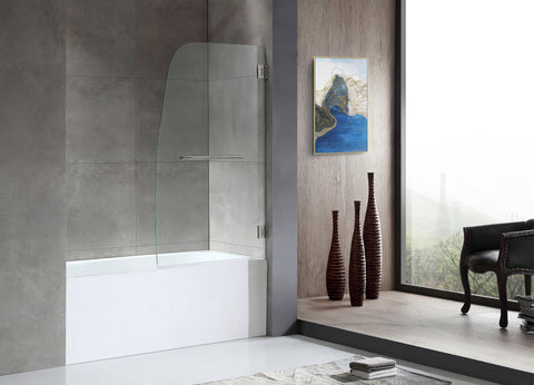 ANZZI 5 ft. Acrylic Rectangle Tub With 34 in. by 58 in. Frameless Hinged Tub Door