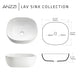 Siena Series 17 in. Ceramic Rounded Vessel Square Bathroom Sink Basin in White