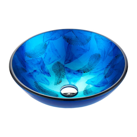 LS-AZ915 - ANZZI Belissima Round Glass Vessel Bathroom Sink with Stellar Blue Finish