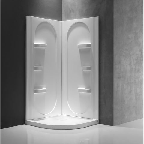 SW-AZ8074 - ANZZI Mishra 38 in. x 38 in. x 75 in. 2-piece DIY Friendly Corner Shower Surround in White