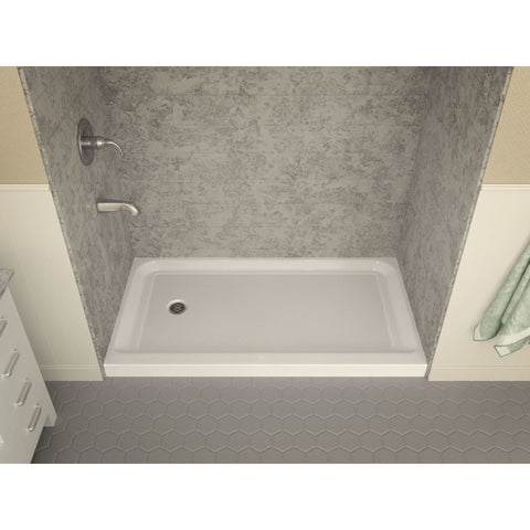 SB-AZ03LD - ANZZI Tier 32 x 60  in. Left Drain Single Threshold Shower Base in White