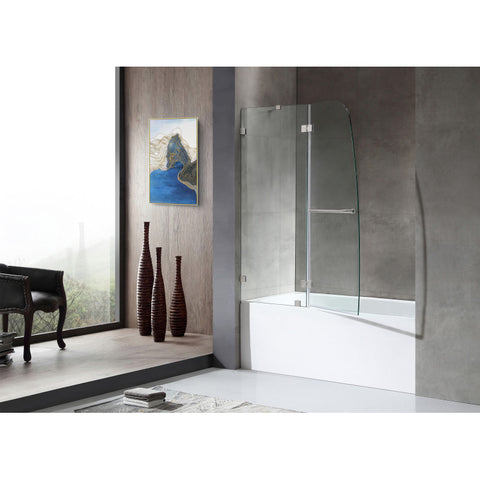 SD-AZ8076-01BNR - ANZZI 48 in. by 58 in. Frameless Hinged Tub Door in Brushed Nickel