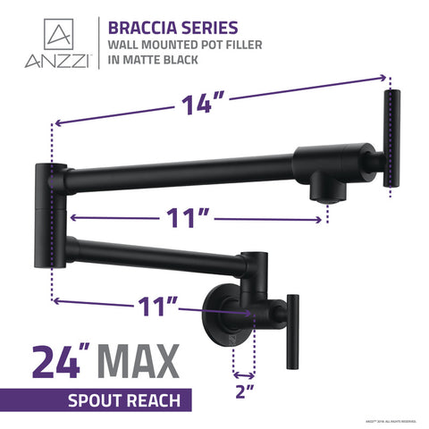 ANZZI Braccia Series 24" Wall Mounted Pot Filler