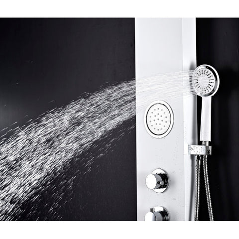 SP-AZ057 - ANZZI Aquifer Series 56 in. Full Body Shower Panel System with Heavy Rain Shower and Spray Wand in White