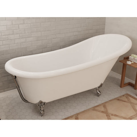 FT-CF131FAFT-CH - ANZZI 67.32” Diamante Slipper-Style Acrylic Claw Foot Tub in White