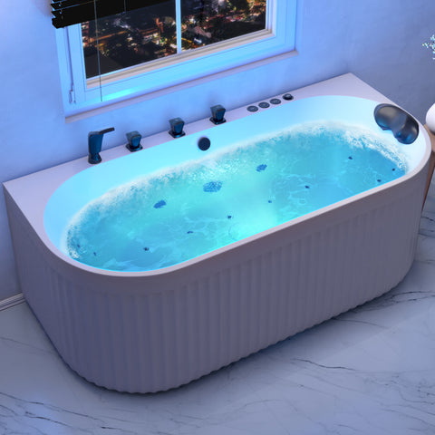 Stone Bell Flatbottom Freestanding Whirlpool and Air Bathtub with Center Drain and Faucet in Various Colors