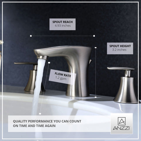 ANZZI Chord Series 8 in. Widespread 2-Handle Low-Arc Bathroom Faucet in Brushed Nickel