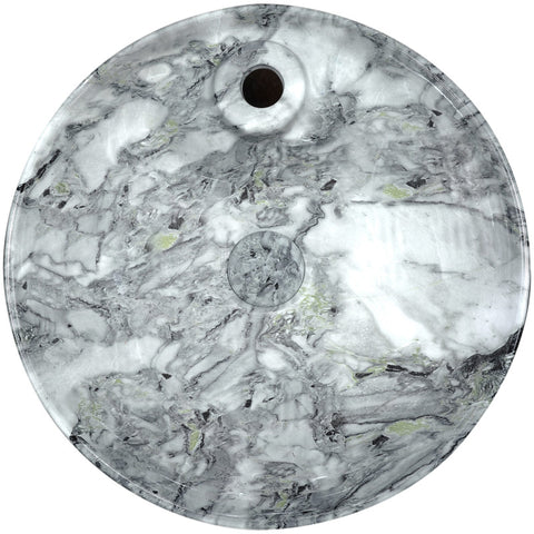 LS-AZ233 - ANZZI Marbled Series Ceramic Vessel Sink in Marbled Snow Finish