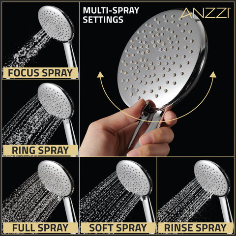 ANZZI Heavy Rainfall Stainless Steel Shower Bar with Hand Sprayer