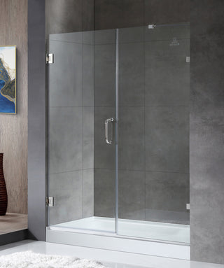 Consort Series 60 in. x 72 in. H Hinged Frameless Shower Door with Tsunami Guard Tempered Glass