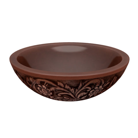 LS-AZ339 - ANZZI Swell 16 in. Handmade Vessel Sink in Polished Antique Copper with Floral Design Exterior