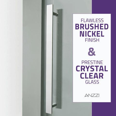Stellar Series Sliding Frameless Shower Door  with Alcove Shower Base