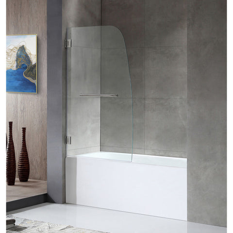 SD1001BN-3260L - ANZZI 60 in. L x 32 in. W x 79 in. H Left Drain White Rectangular Tub with Frameless Hinged Tub Door in Brushed Nickel Finish