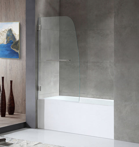 ANZZI 5 ft. Acrylic Rectangle Tub With 34 in. by 58 in. Frameless Hinged Tub Door