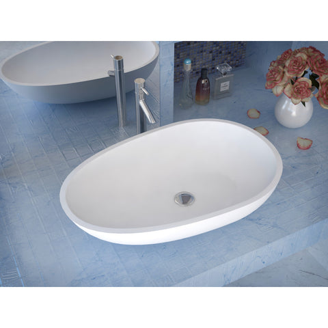 LS-AZ606 - ANZZI Trident One Piece Solid Surface Vessel Sink in Matte White