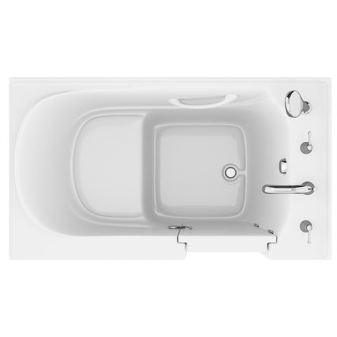 ANZZI 30 in. x 53 in. Right Drain Quick Fill Walk-In Soaking Tub in White