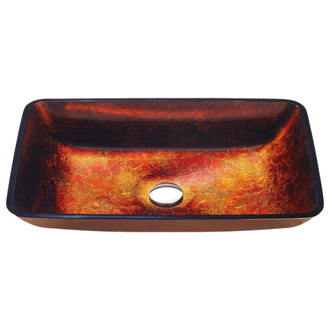 LS-AZ901 - ANZZI Paradiso Series 22 in. Rectangular Bathroom Vessel Sink in Celestial Bronze Finish Glass with Chrome Pop-Up Drain