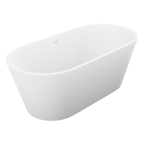 FT-AZ503 - ANZZI Rossetto Series 67 in. x 28 in. Flat Bottom Solid Surface Freestanding Soaking Bathtub with Center Drain in Matte White