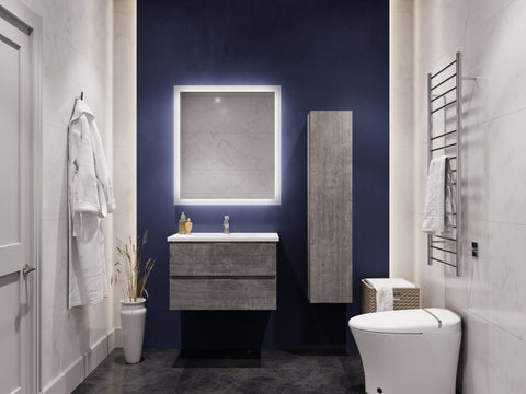 30 in. W x 20 in. H x 18 in. D Bath Vanity Set in Rich Gray with Vanity Top in White with White Basin and Mirror