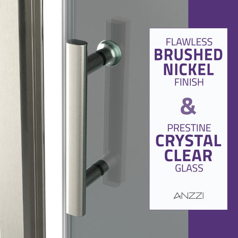 48 in. x 72 in. Framed Shower Door with TSUNAMI GUARD in Brushed Nickel