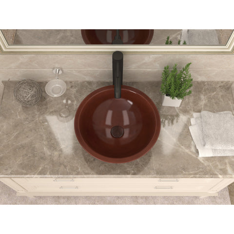 ANZZI Pisces 16 in. Handmade Vessel Sink in Polished Antique Copper with Floral Design Exterior