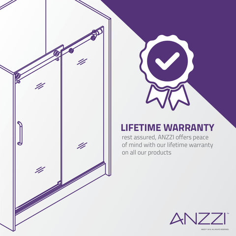 ANZZI Madam Series 48 in. by 76 in. Frameless Sliding Shower Door with Handle