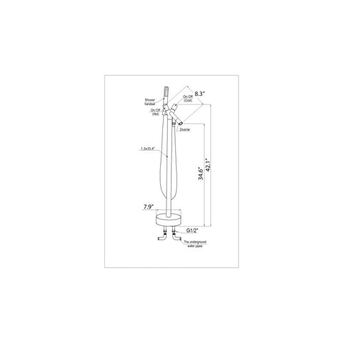 ANZZI Havasu 2-Handle Claw Foot Tub Faucet with Hand Shower