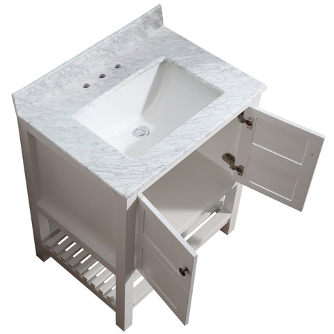 ANZZI Montaigne 30 in. W x 22 in. D Bathroom Bath Vanity Set with Carrara Marble Top with White Sink