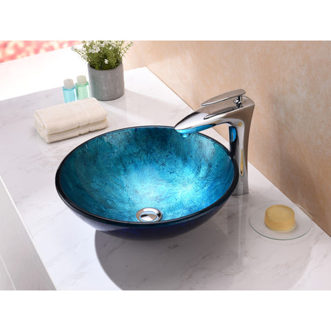 ANZZI Jonas Series Vessel Sink in Frosted Blue