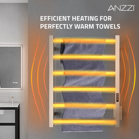 ANZZI Charles Series 6-Bar Stainless Steel Wall Mounted Electric Towel Warmer Rack