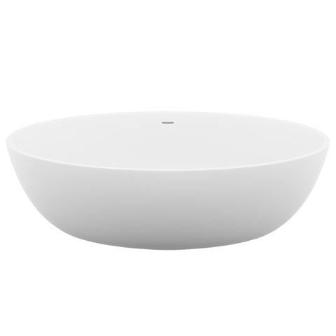 ANZZI Hangiri 5.5 ft. Solid Surface Center Drain Freestanding Bathtub in Matte White