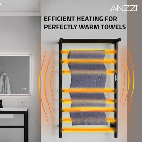 ANZZI Eve 8-Bar Stainless Steel Wall Mounted Electric Towel Warmer Rack