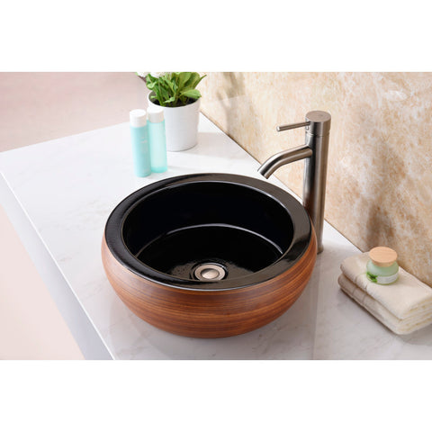 LS-AZ8207 - ANZZI Levi Series Vessel Sink in Black/Swirled Fusion