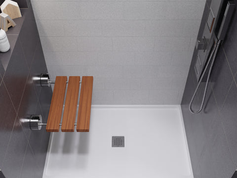 Leisure 20 in. Teak Wall Mounted Folding Shower Seat