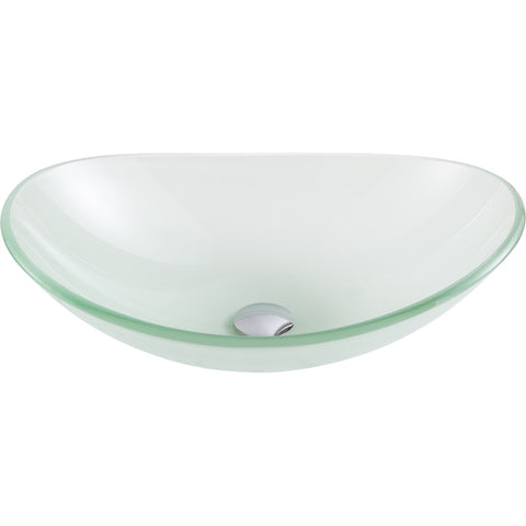 LSAZ086-096 - ANZZI Forza Series Deco-Glass Vessel Sink in Lustrous Frosted with Enti Faucet in Chrome