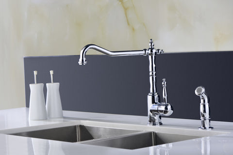 Locke Single-Handle Standard Kitchen Faucet with Side Sprayer in Polished Chrome